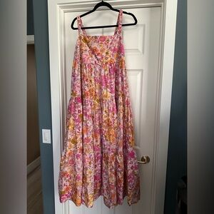 Free People Floral Maxi Dress - Pink and Orange